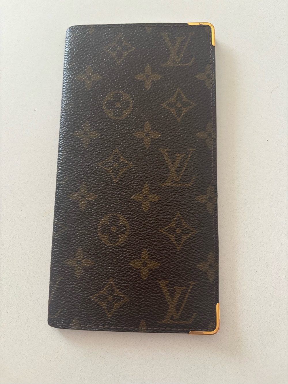 Louis Vuitton Monogram Wallet Organizer Brown with Gold-Tone Corners Unisex